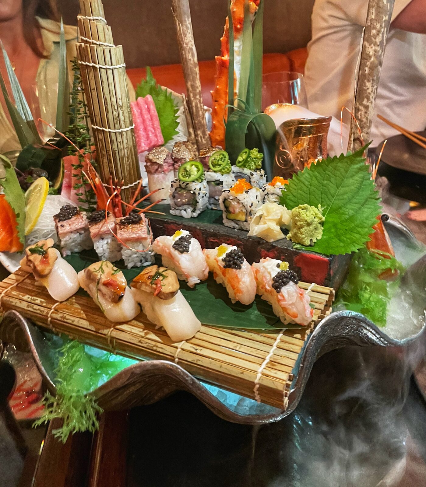 Artistically presented Mediterranean seafood plate with special design at CHARCOAL GRILL FISH BAR